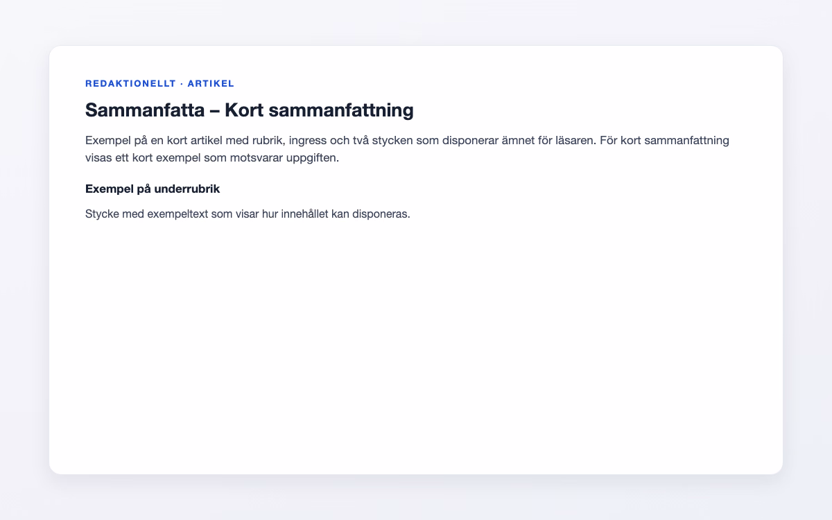 Exempelbild för Kort sammanfattning – Sammanfatta