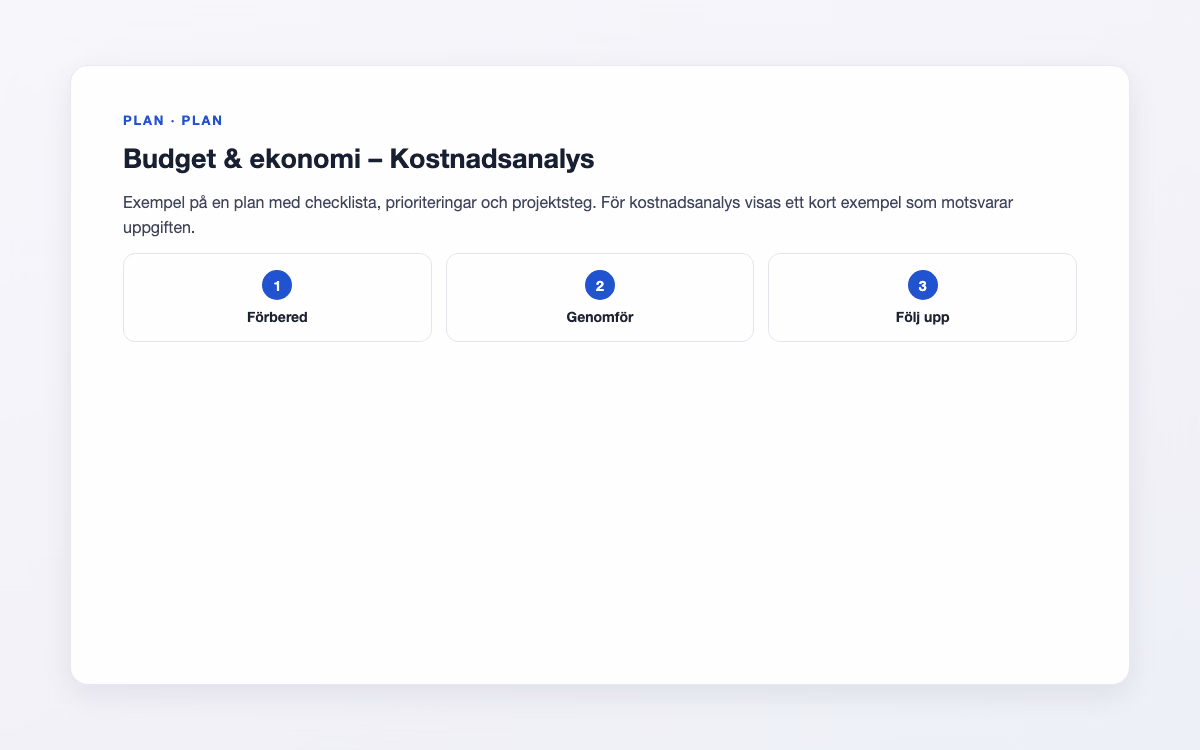 Exempelbild för Kostnadsanalys – Budget & ekonomi