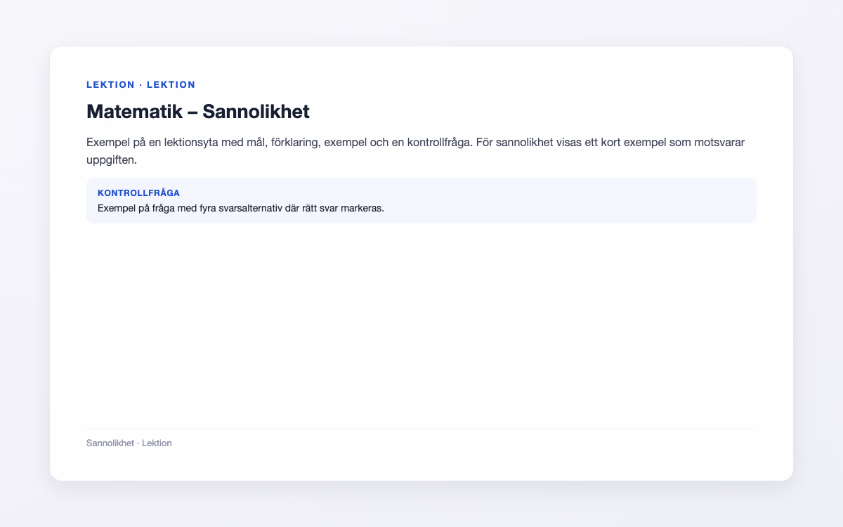 Exempelbild för Sannolikhet – Matematik