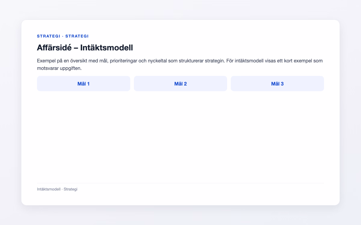 Exempelbild för Intäktsmodell – Affärsidé