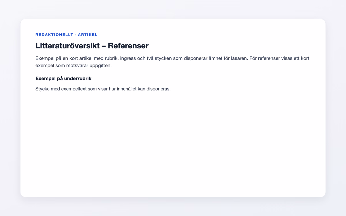 Förhandsbild för Referenser – Litteraturöversikt