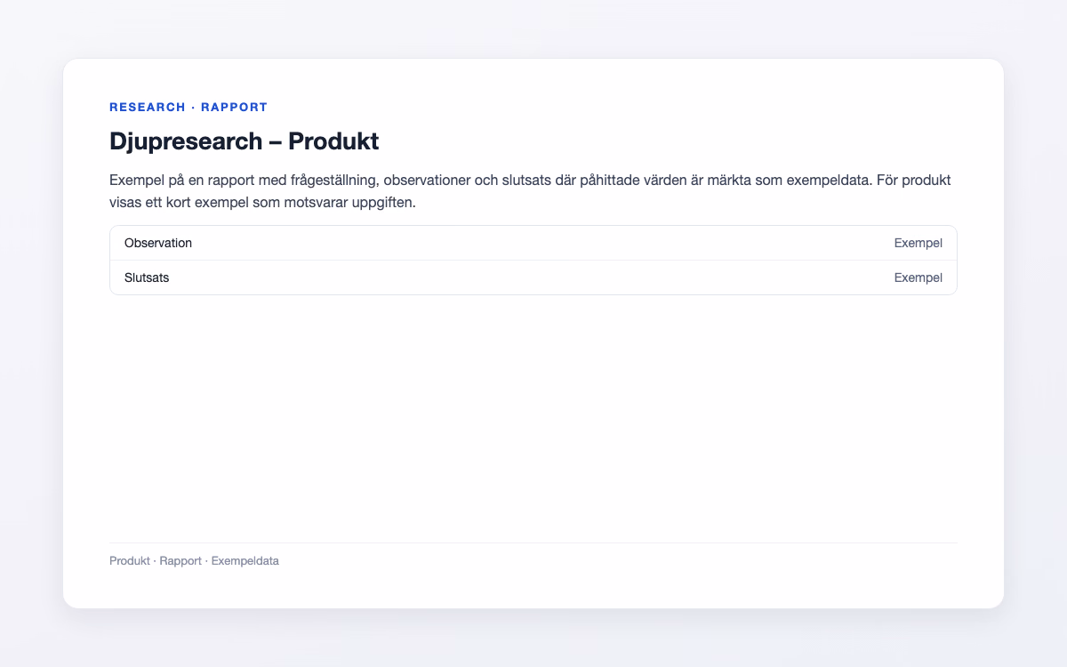 Exempelbild för Produkt – Djupresearch