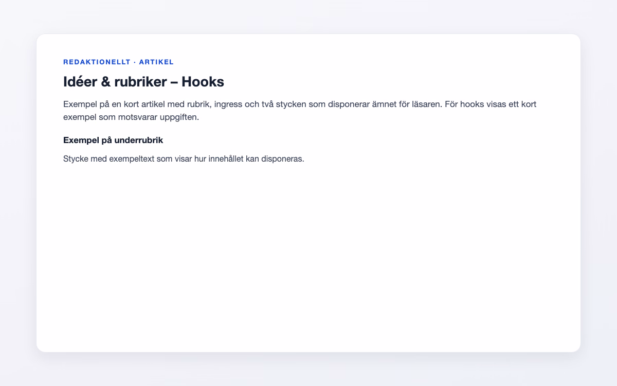 Exempelbild för Hooks – Idéer & rubriker