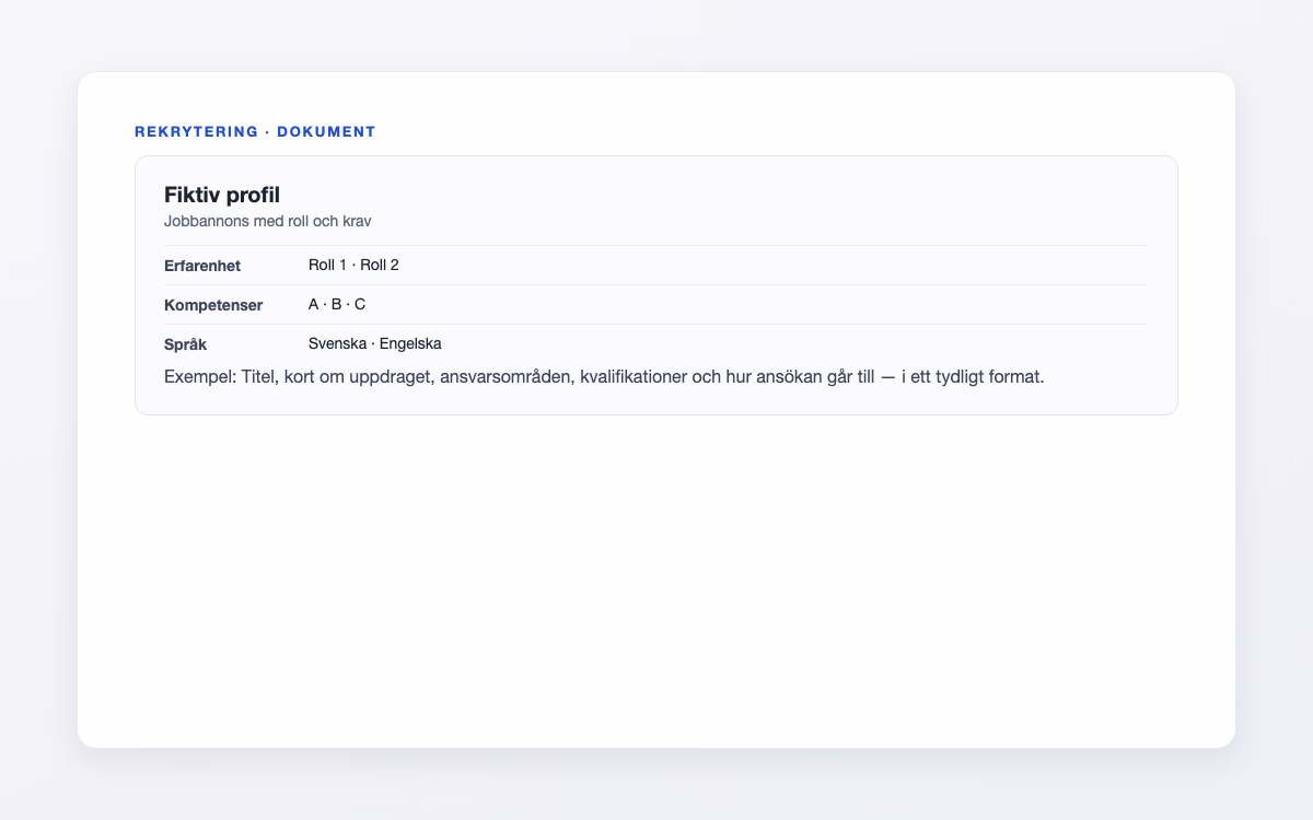 Förhandsvisning av ett svenskt CV med profil, erfarenhet och kompetenser