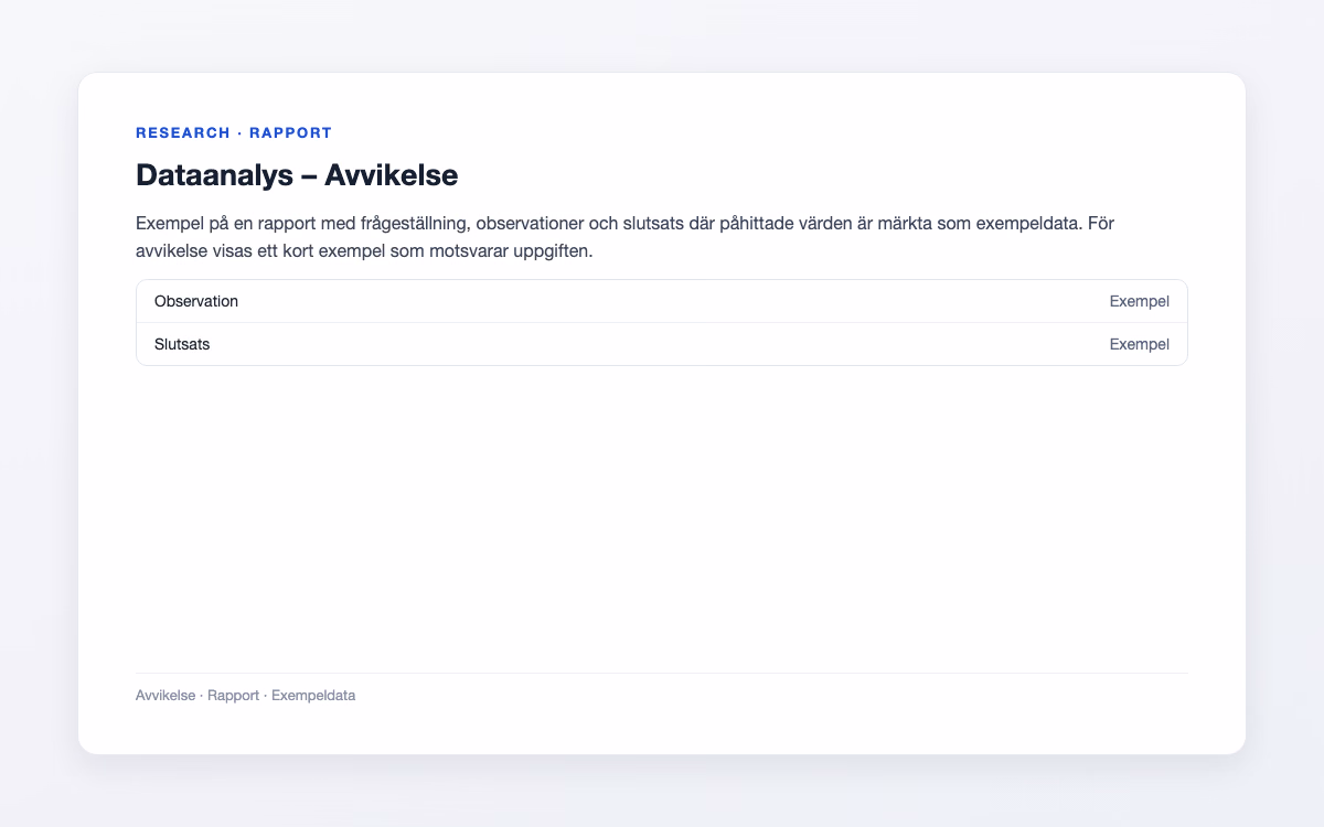 Exempelbild för Avvikelse – Dataanalys