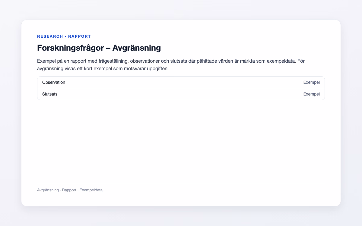 Exempelbild för Avgränsning – Forskningsfrågor