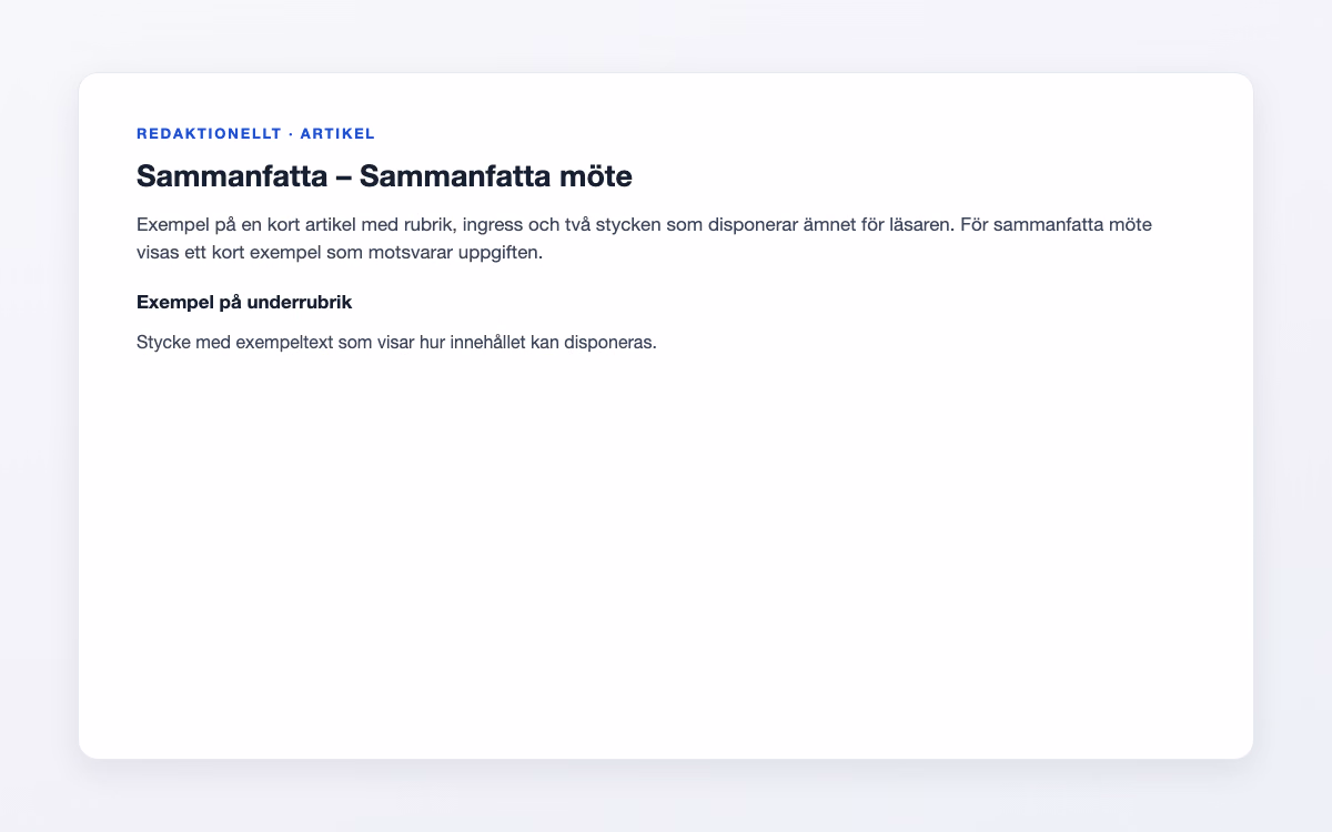 Exempelbild för Sammanfatta möte – Sammanfatta