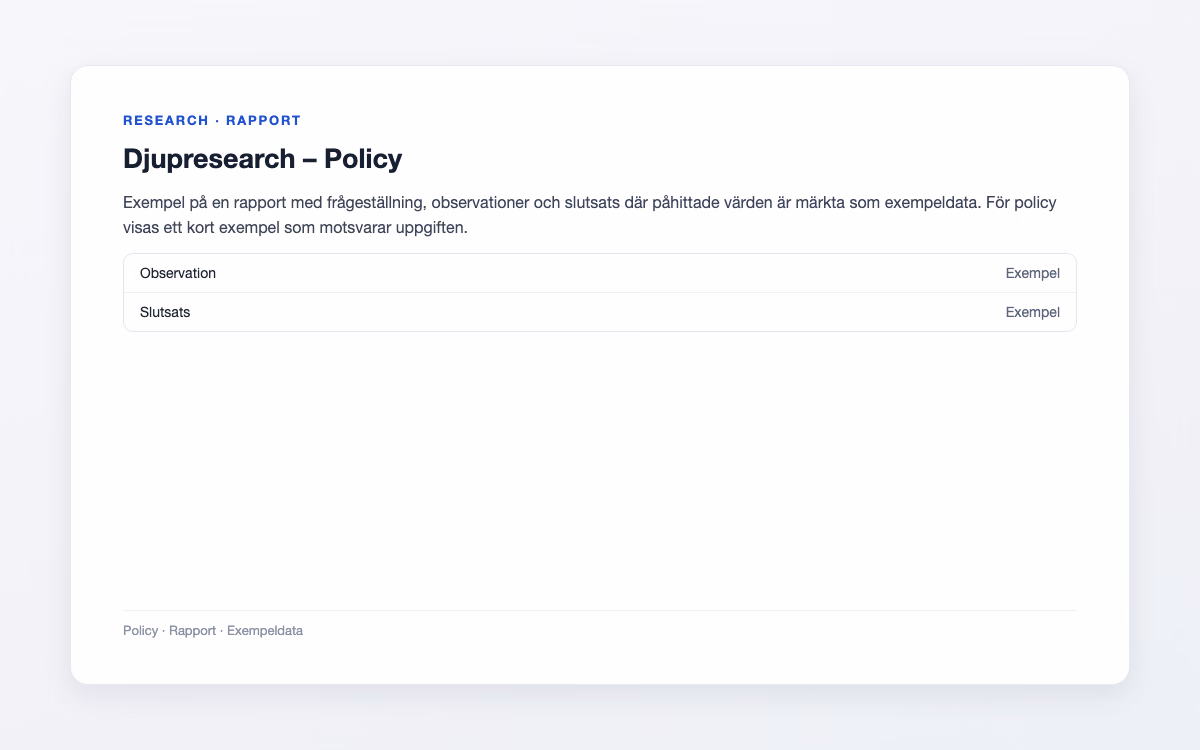 Exempelbild för Policy – Djupresearch