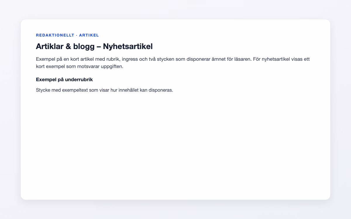 Exempelbild för Nyhetsartikel – Artiklar & blogg