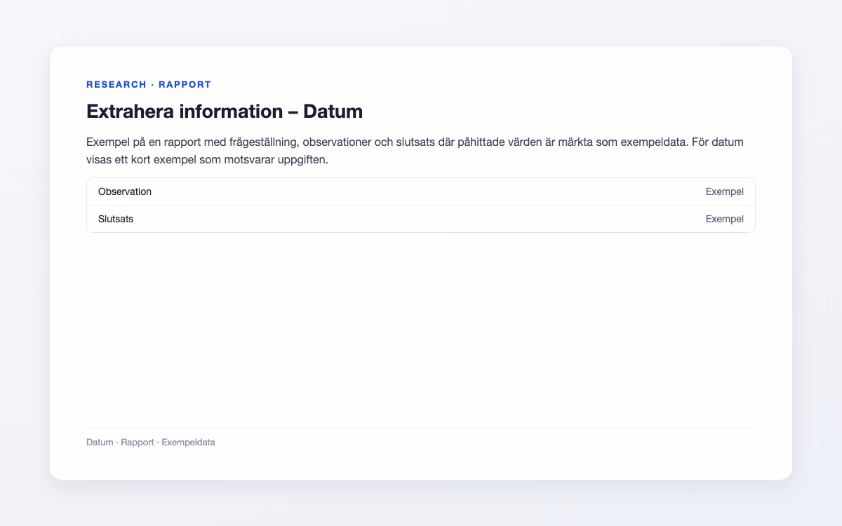 Förhandsbild för Datum – Extrahera information