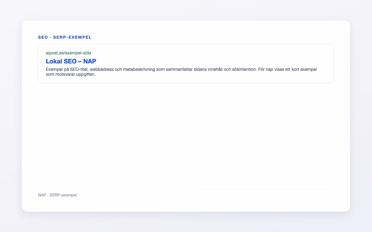 Exempelbild för NAP – Lokal SEO