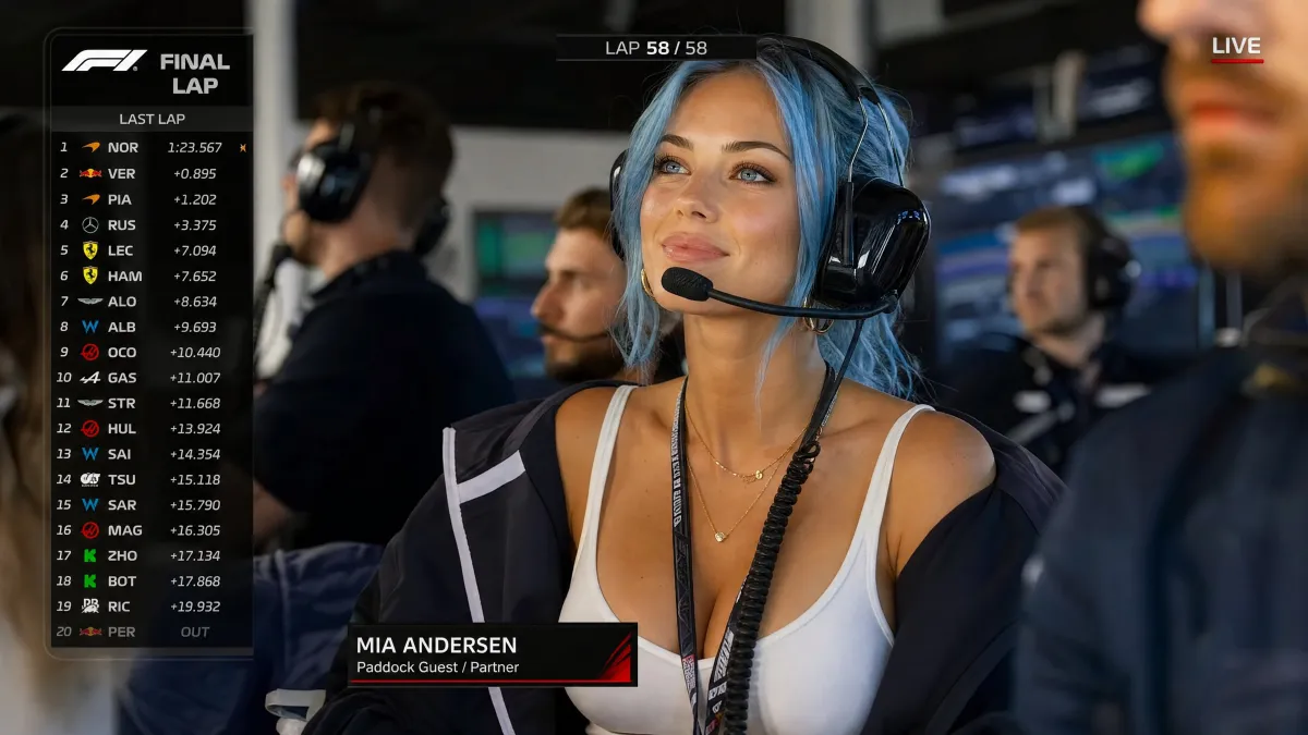 Skärmbild från F1-TV-sändning i depån
