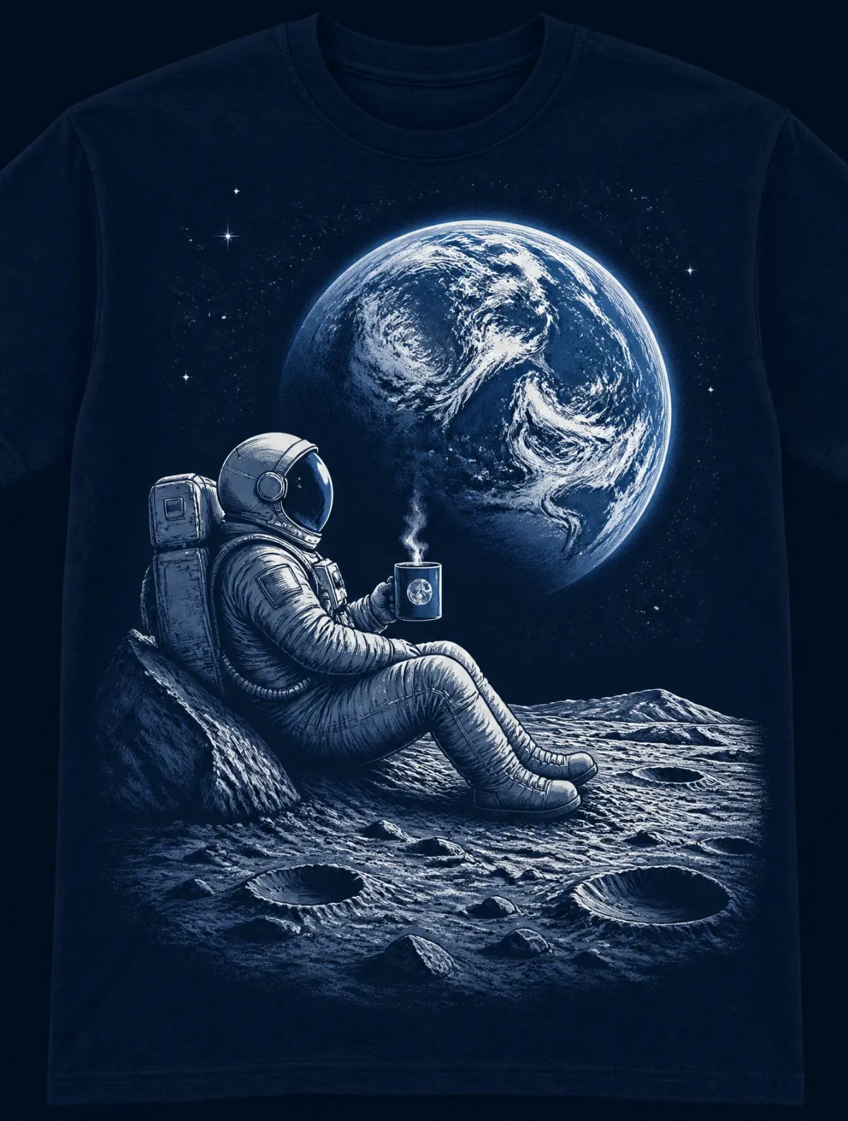 T-shirtgrafik: astronaut på månen