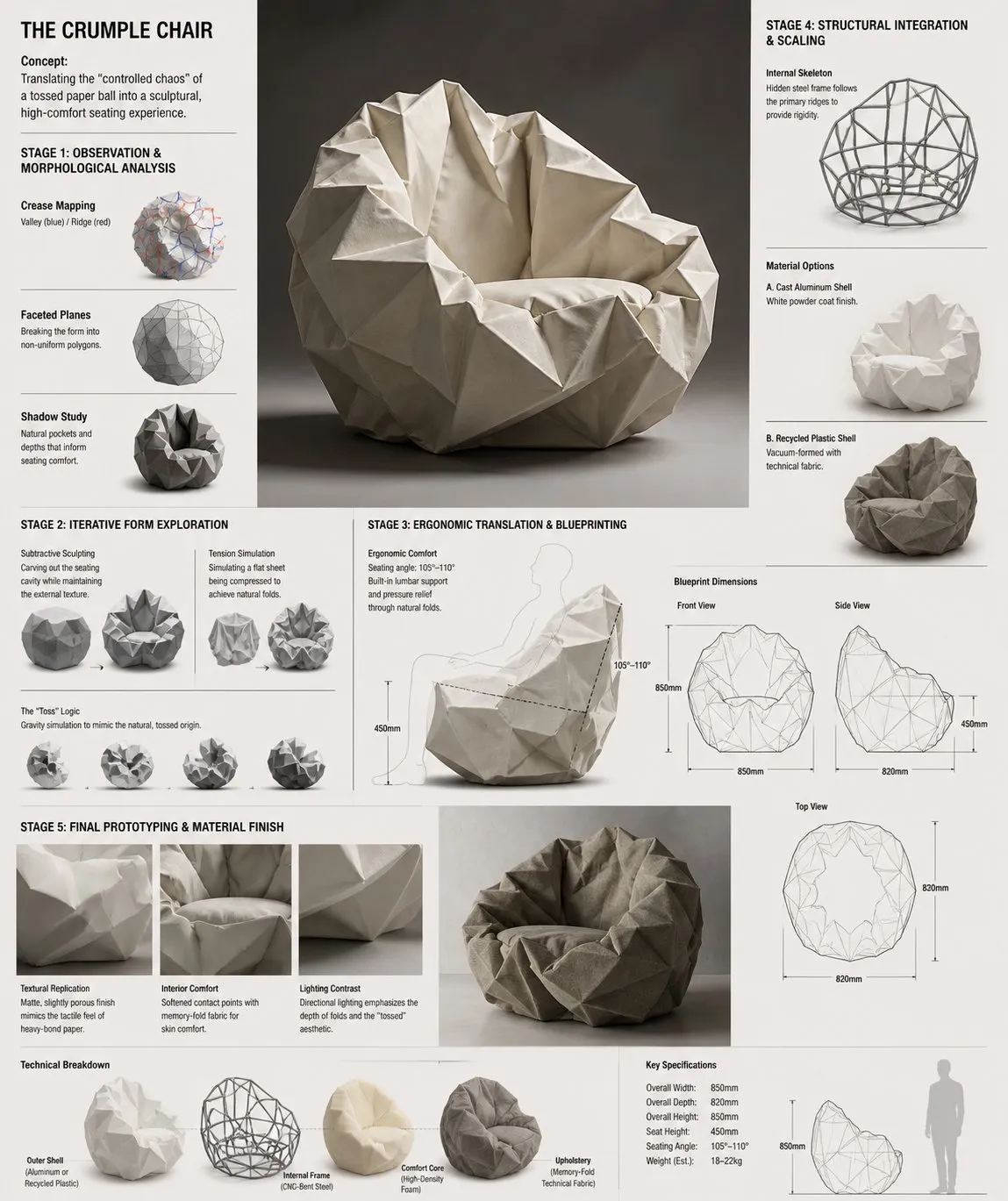 Konceptblad: Crumple Chair-fåtölj