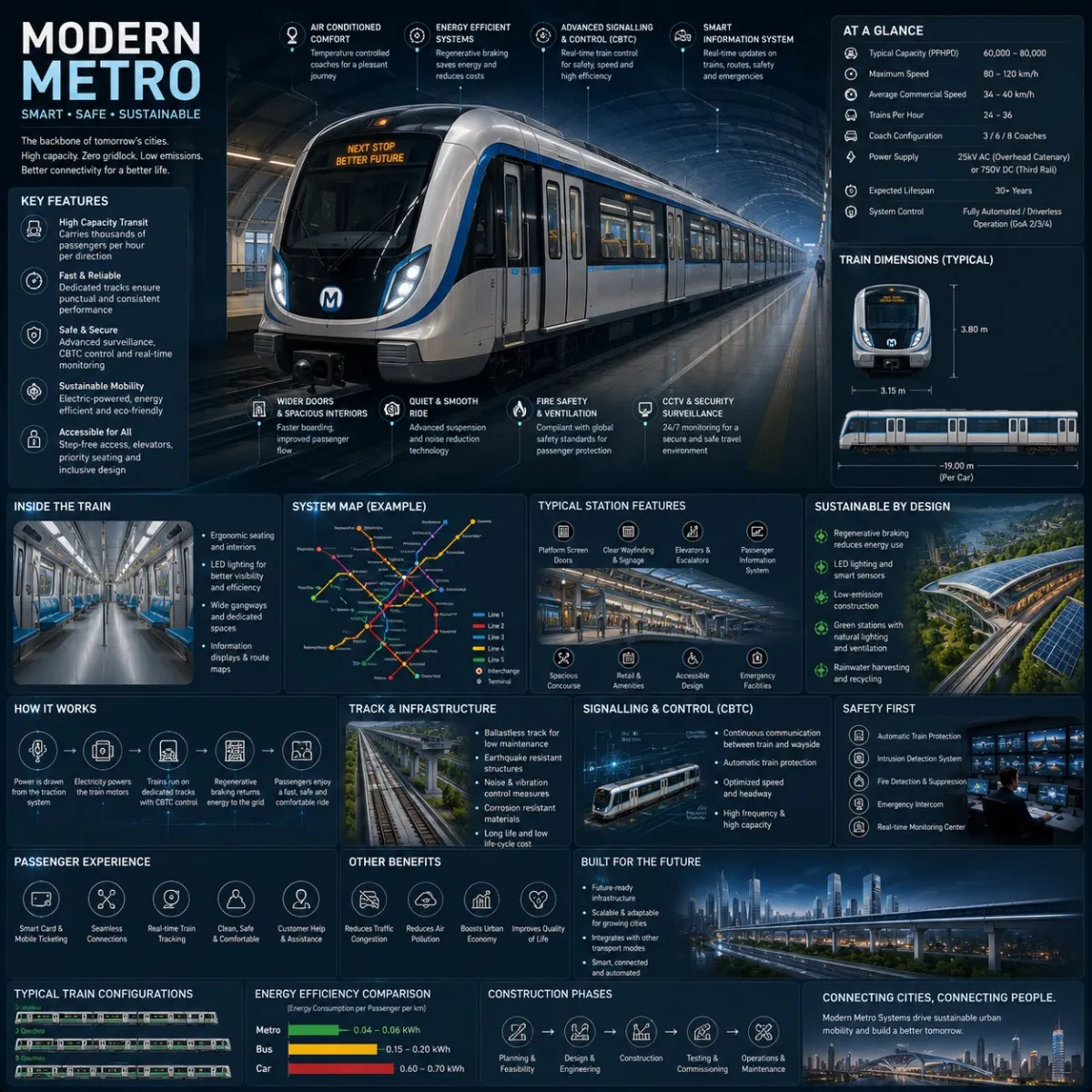 Teknisk infografik om modern tunnelbana