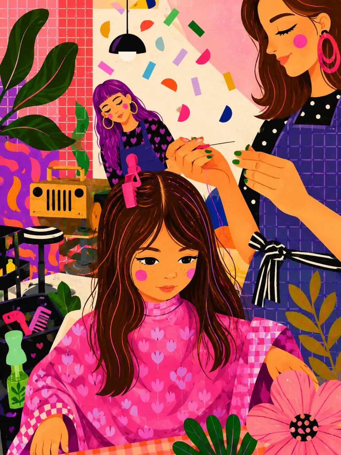 Illustration av mysig frisörsalong