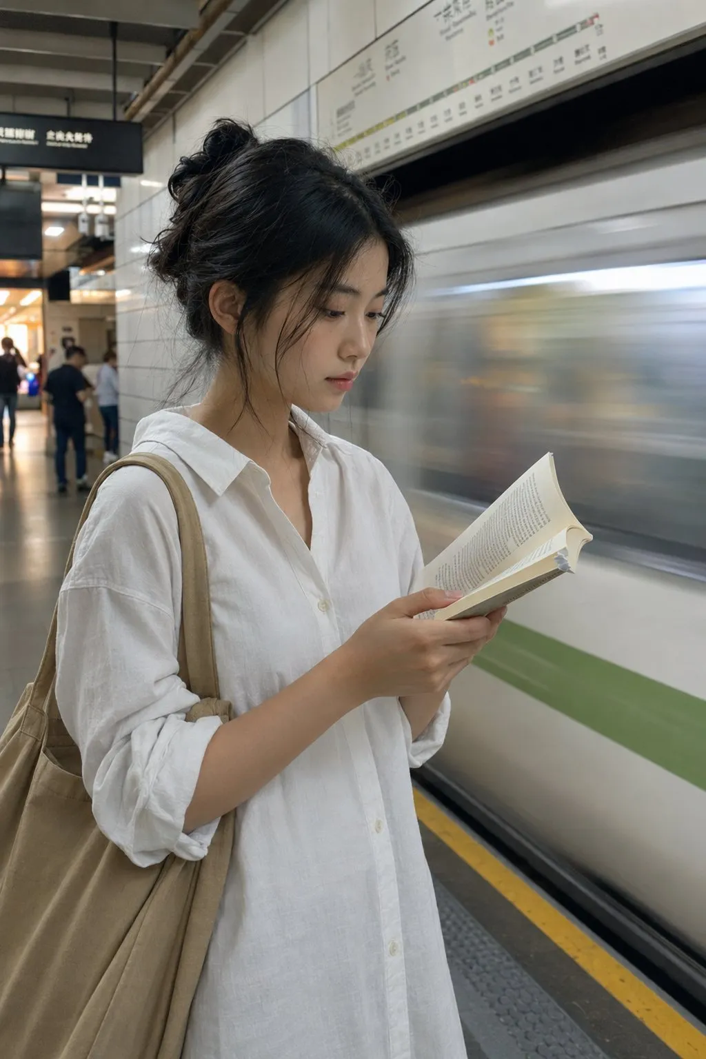 Morgonljus på Shanghais tunnelbaneperrong