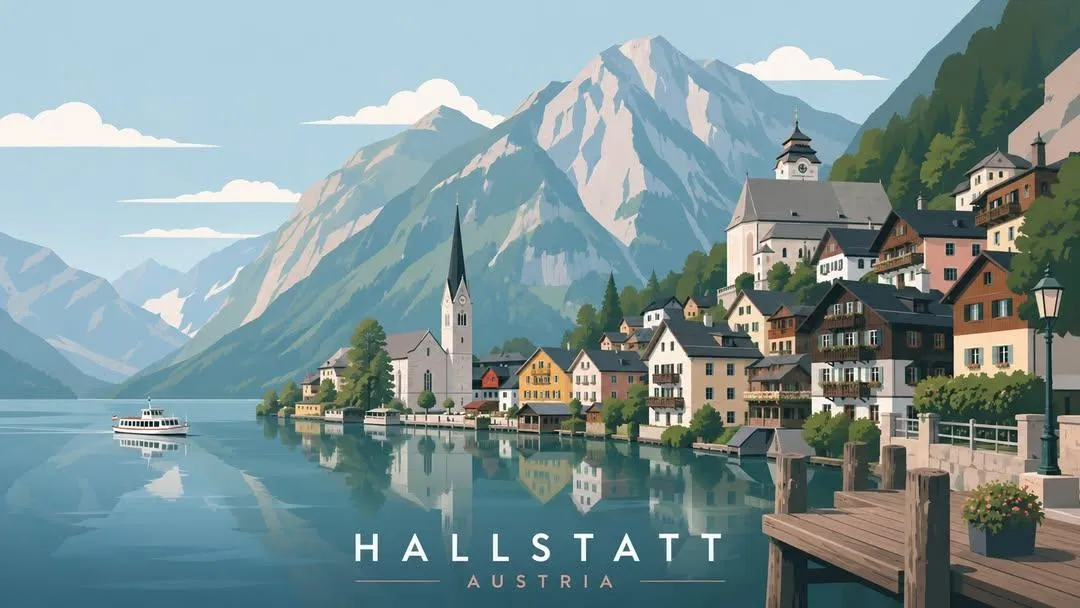 Minimalistisk reseaffischserie: fyra städer