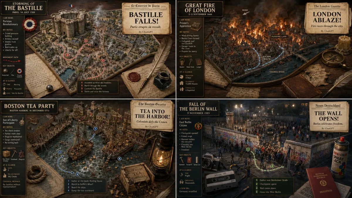 2×2-visualisering av historiska händelser