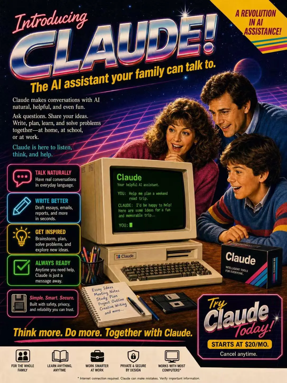 1980-tals tidningsreklam för 'Claude'