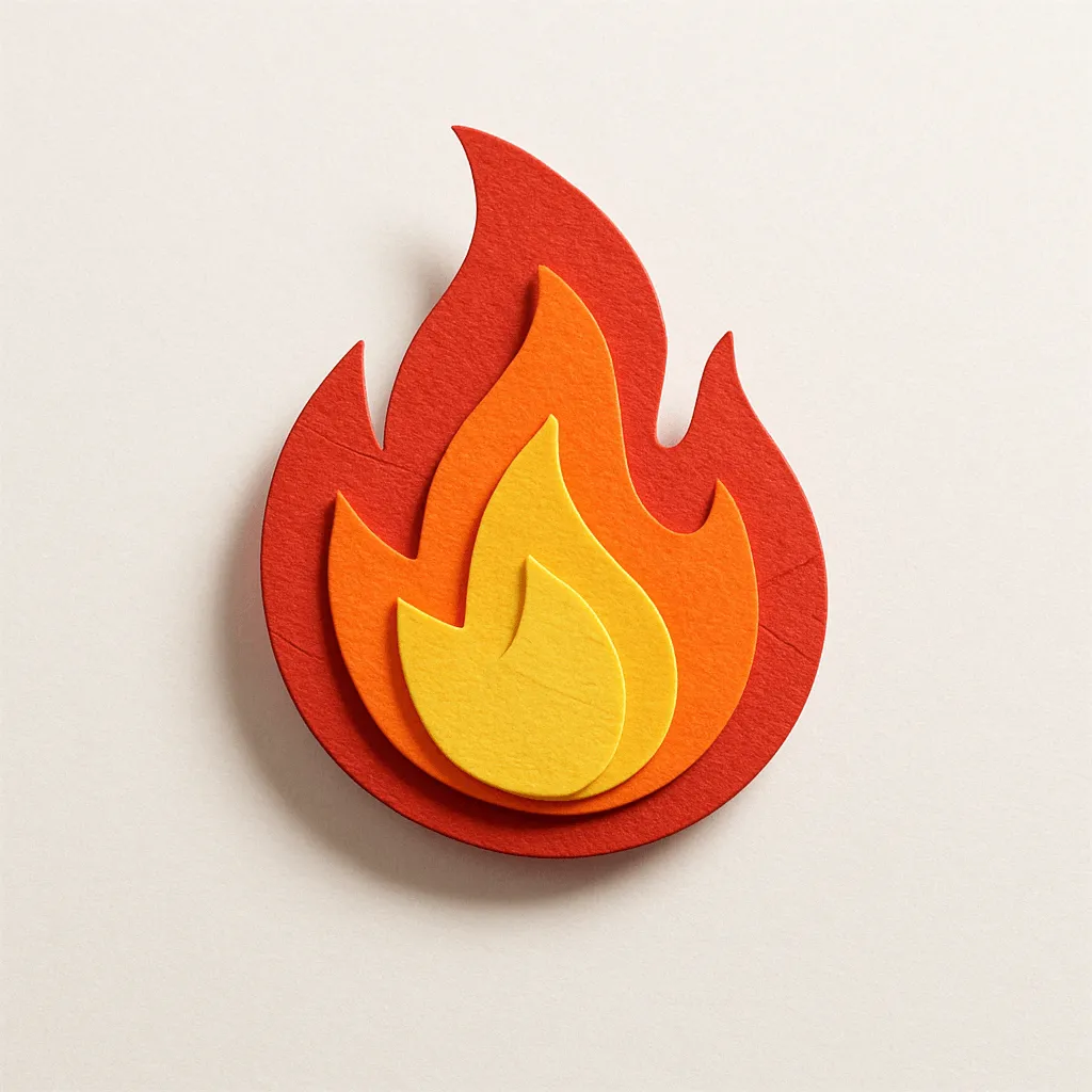 Paper craft style fire emoji icon