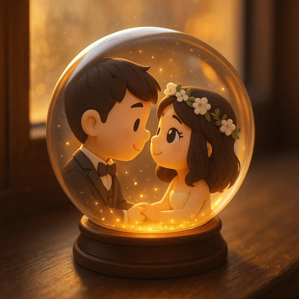 3D Chibi Couple Snow Globe