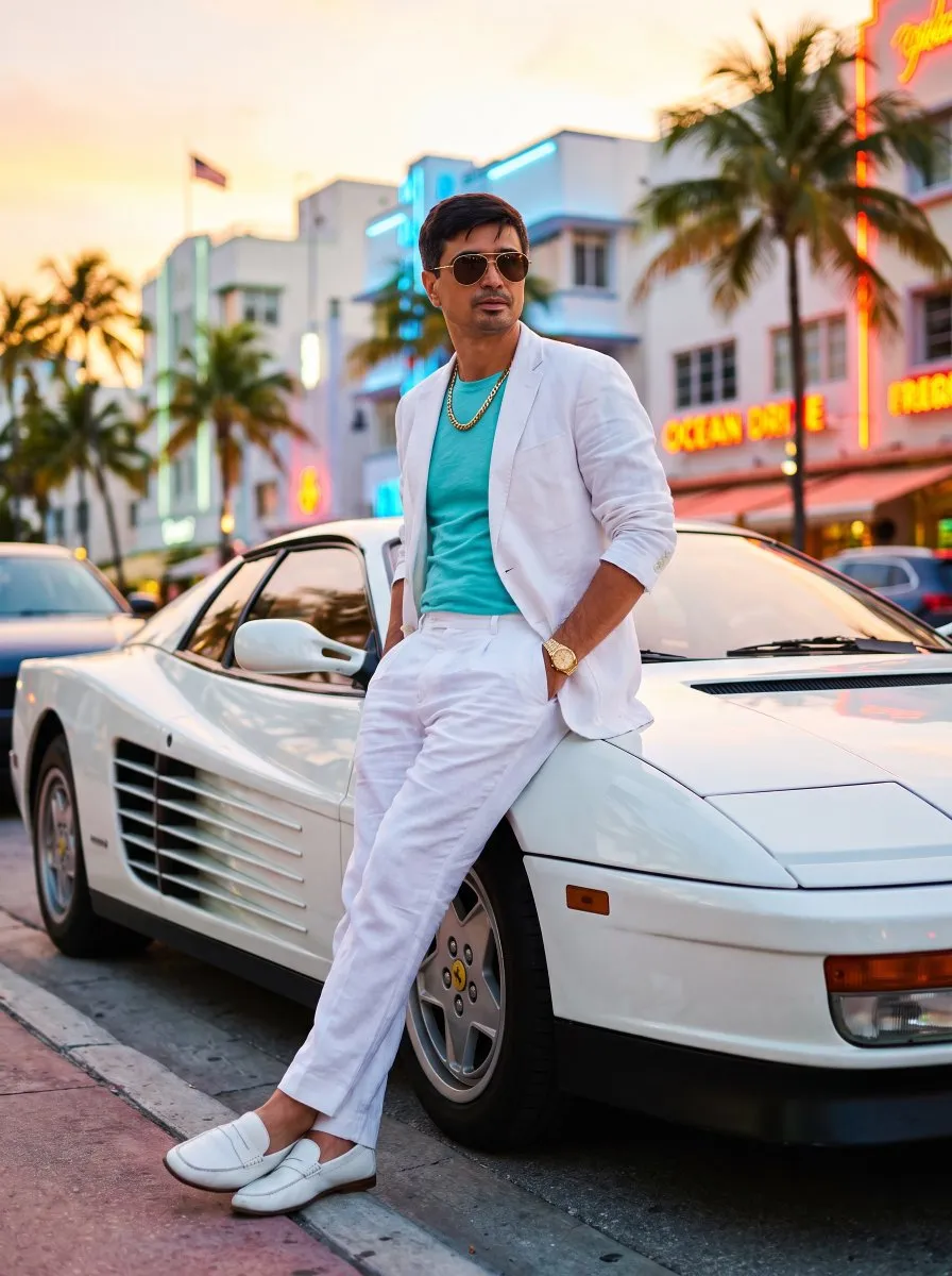 Produktmarknadsföring: 80-tals Miami-Ferrari-porträtt