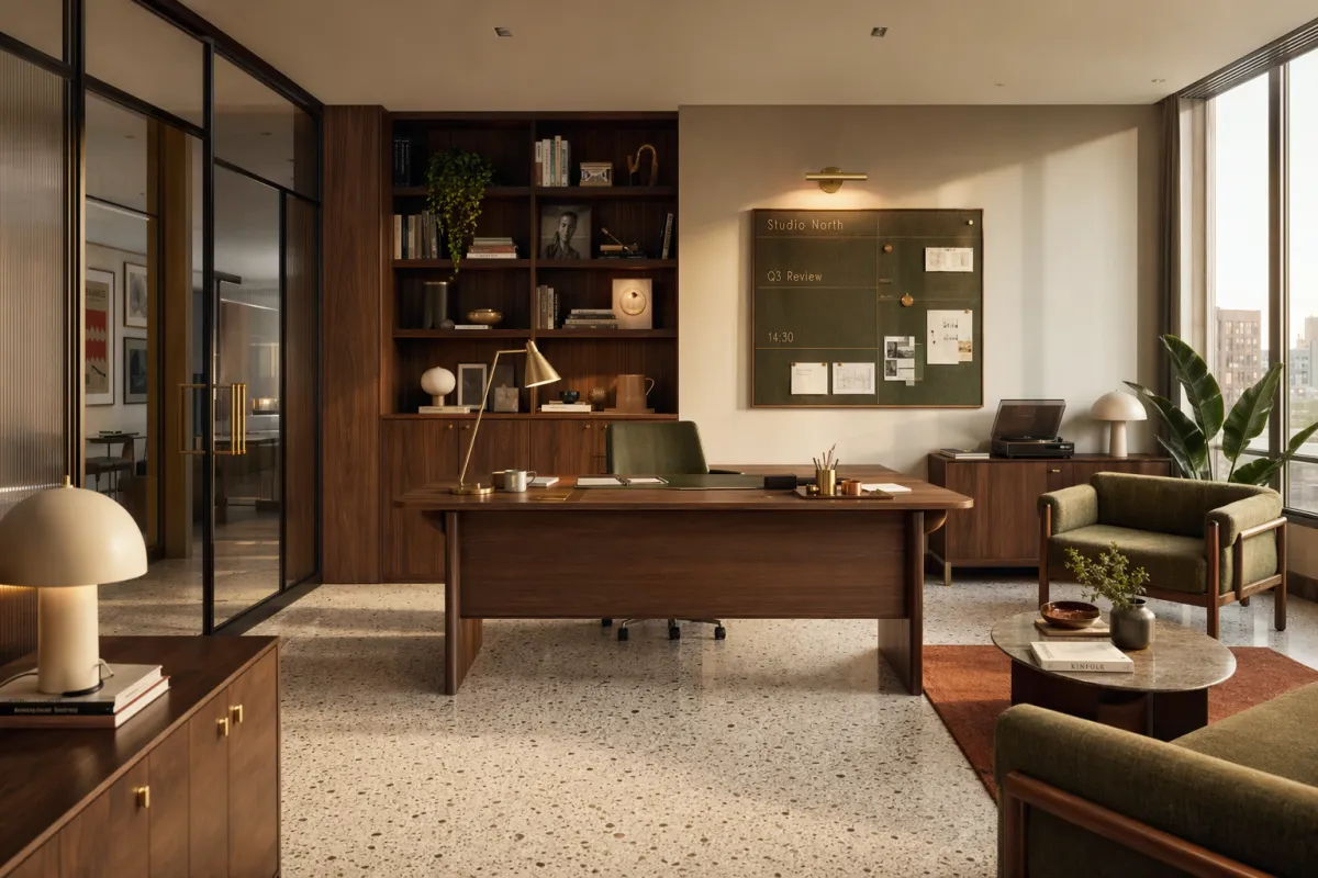 Kontor i mid century modern-stil