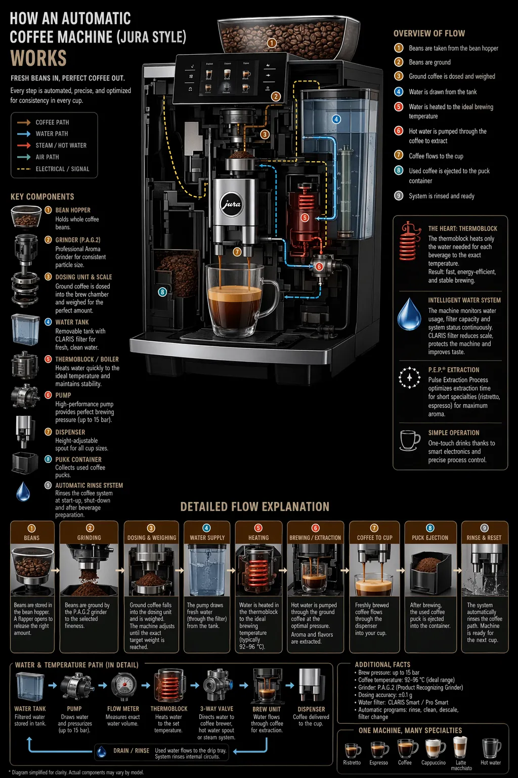 Infografik om automatisk kaffemaskin