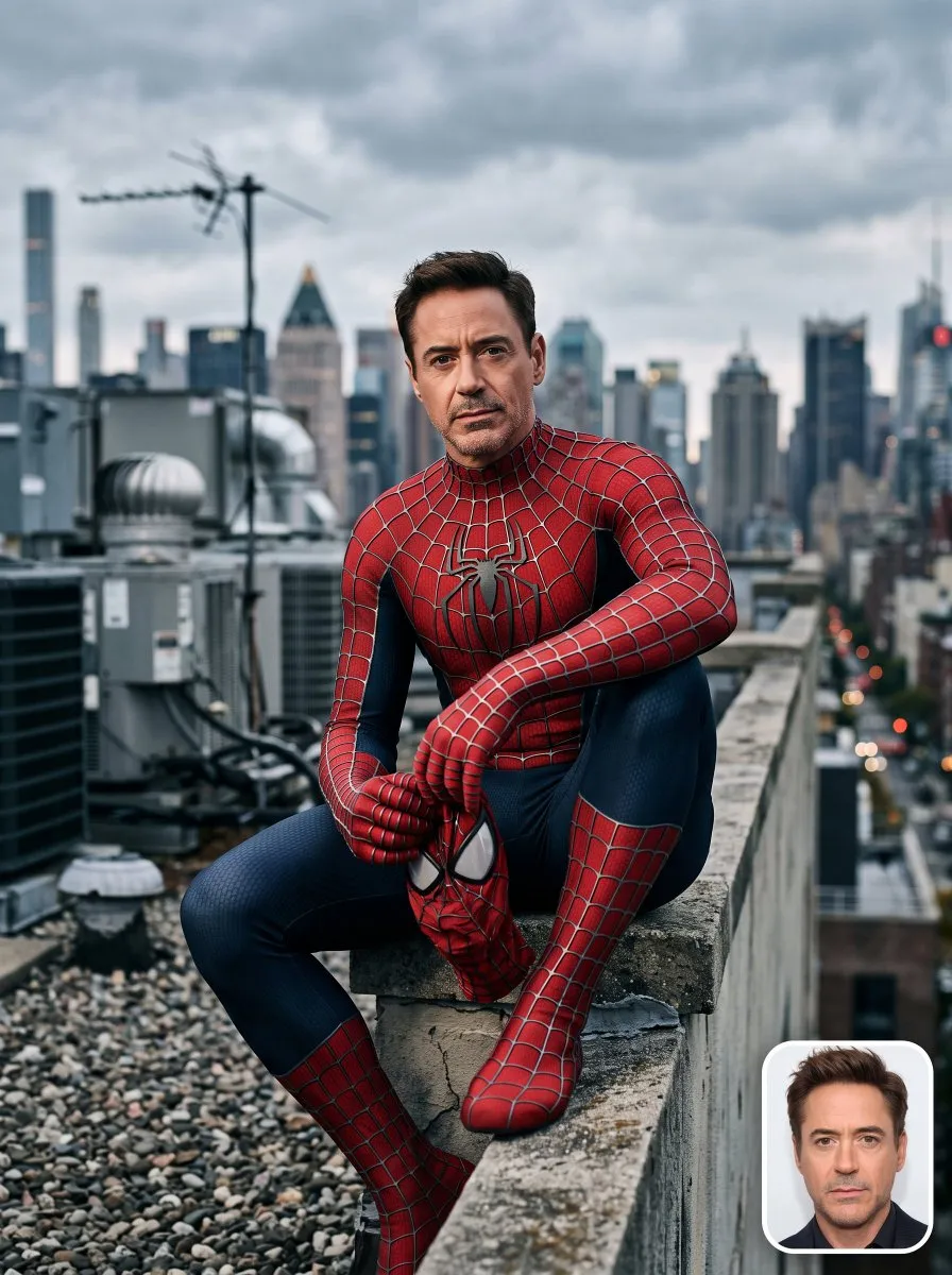 Profil/avatar: Spider-Man-porträtt på tak