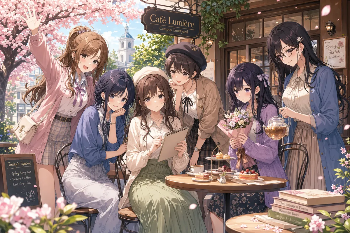 Anime-ensemble på vårkafé