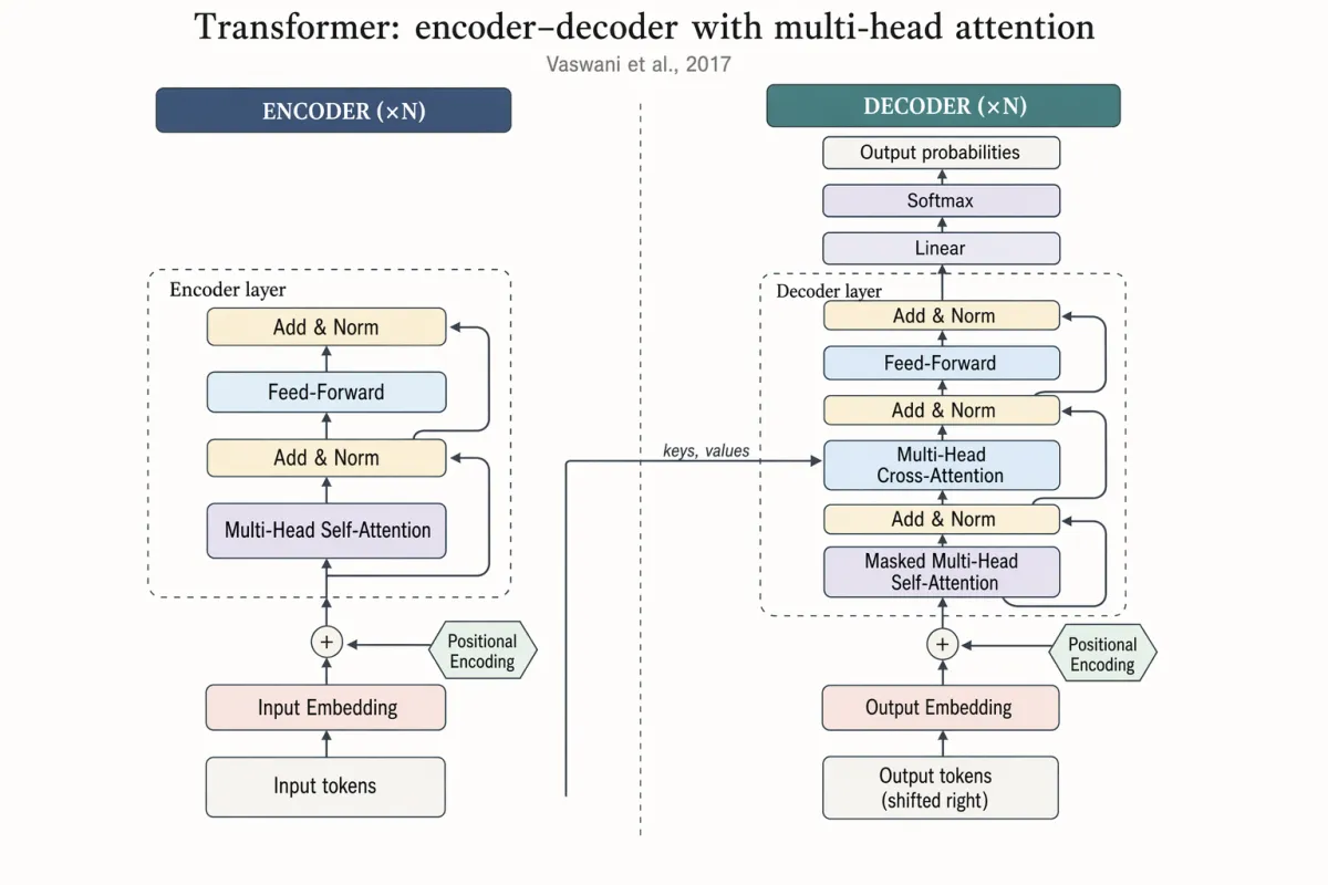 Transformer-arkitektur med encoder–decoder