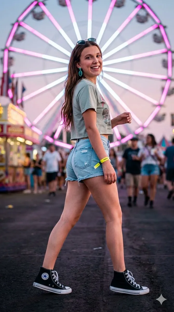YouTube-miniatyr: filmiskt festivalfoto av Millie Bobby Brown