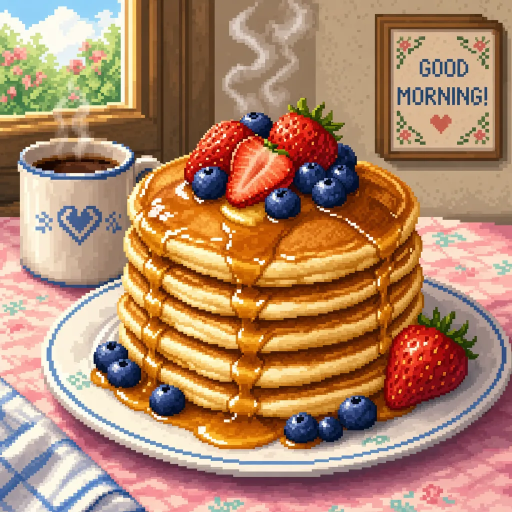 Pixel art-frukoststilleben