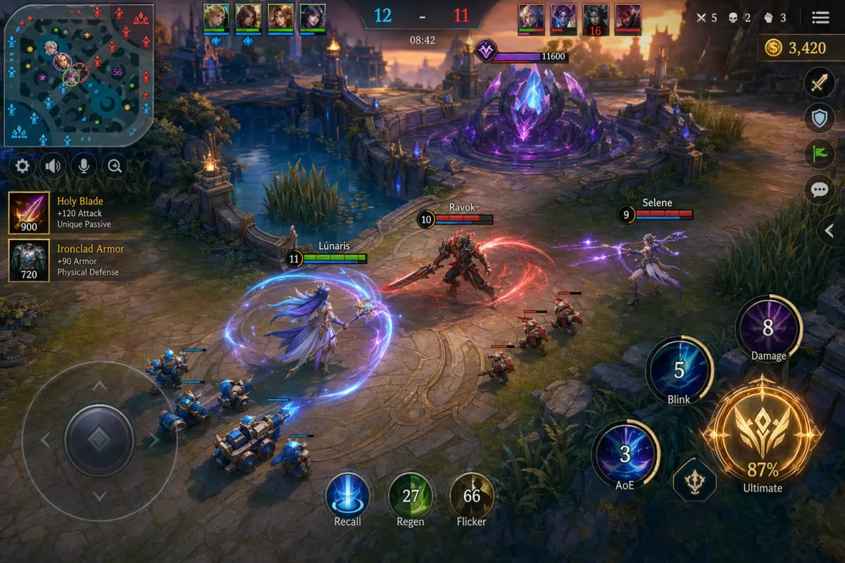 HUD för mobil MOBA-arena