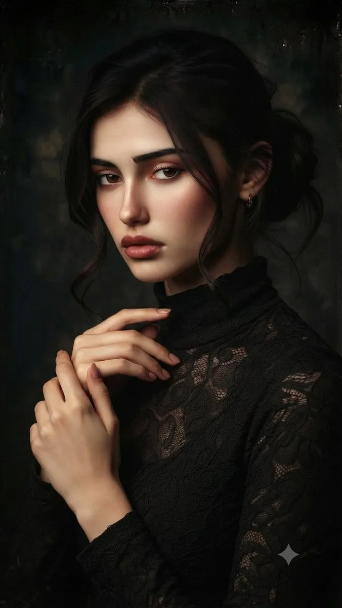Profil/avatar: dramatiskt chiaroscuro-studioporträtt