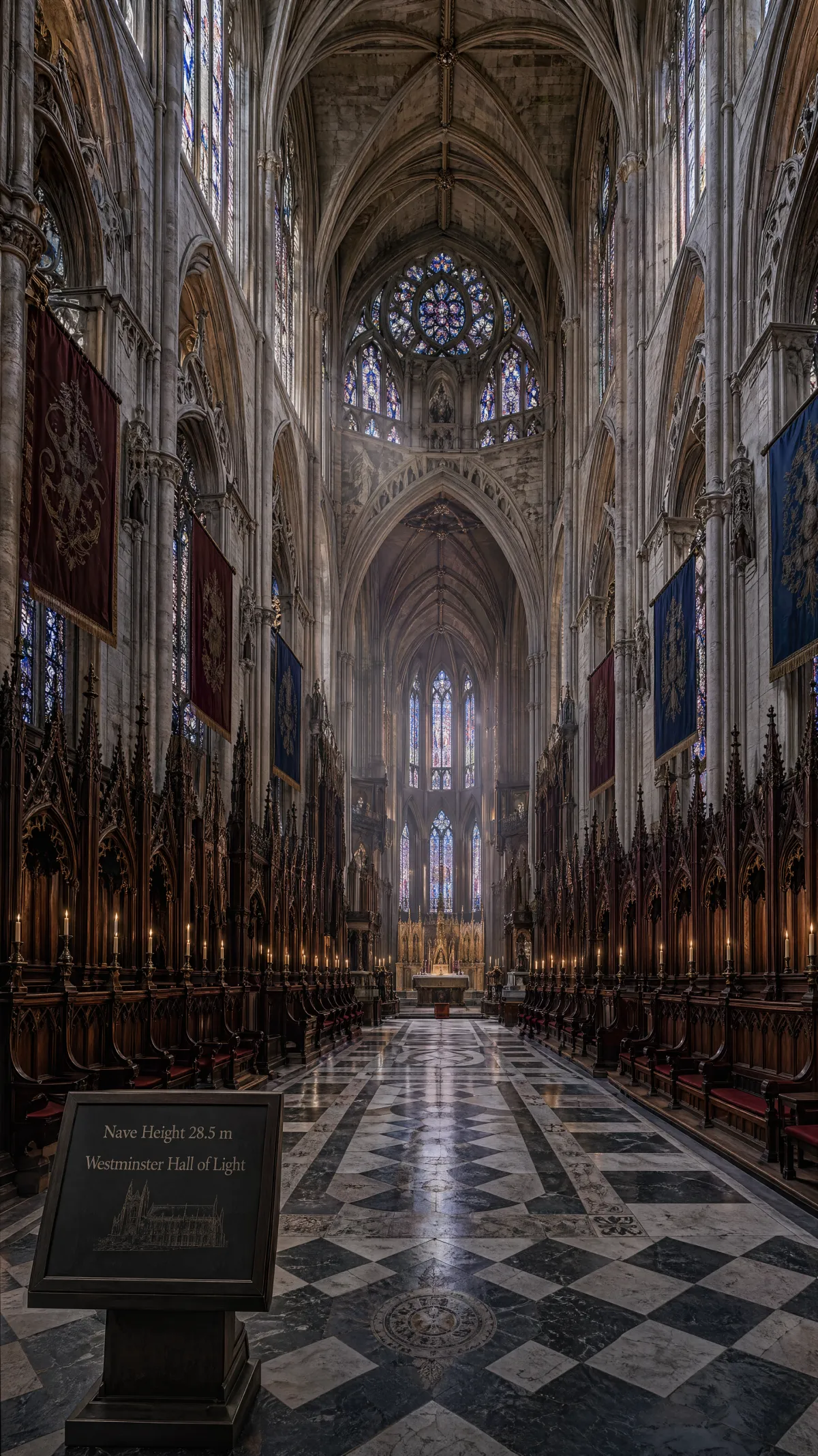 Interiör i gotisk katedral