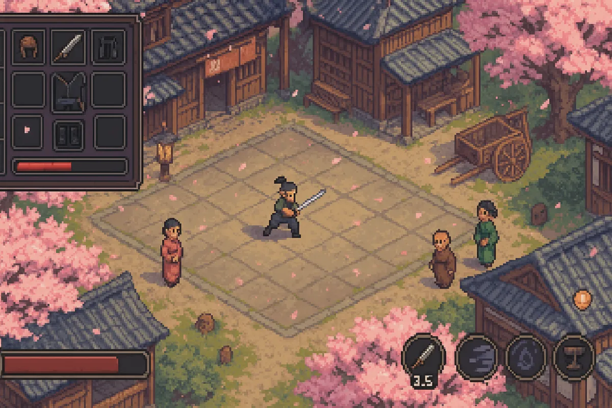 Retro pixel-RPG i japansk stad
